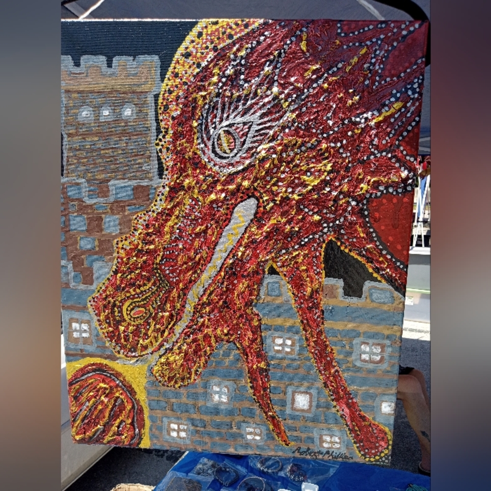 Painting with heavy texture.